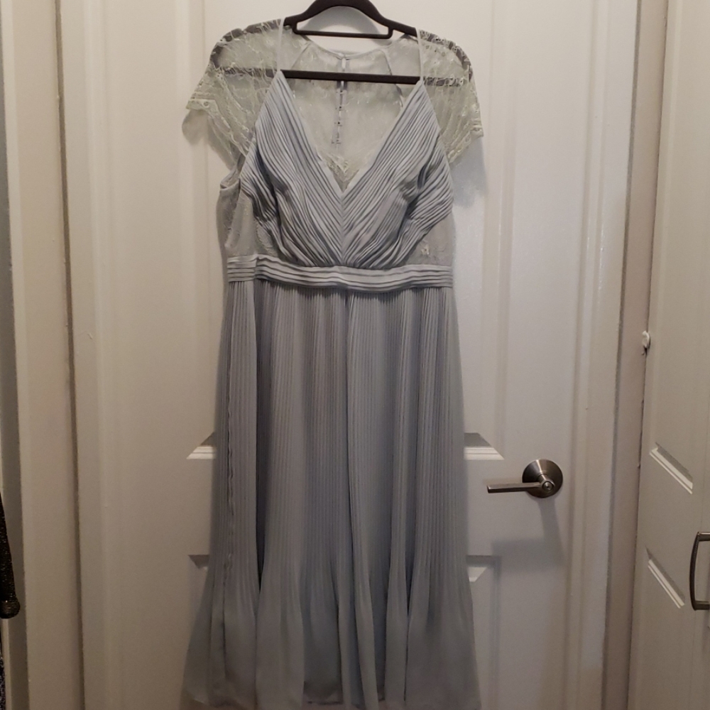 Eggshell / duck egg blue lace dress